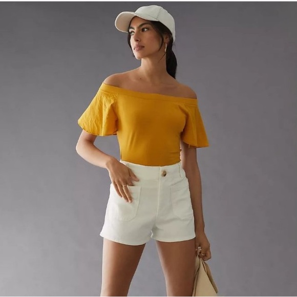 ✨ Anthropologie Off-the-Shoulder Flutter Top Sz XL - Picture 4 of 5